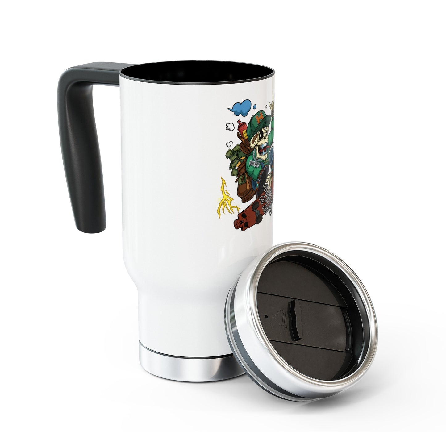 H.A.W Stainless Steel Travel Mug with Handle, 14oz