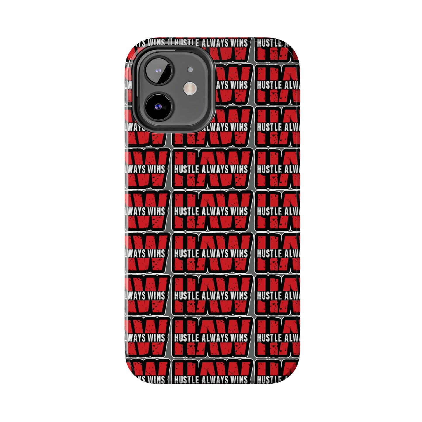 Phone Case — "Hustle Always Wins" Red Pattern Tough Protective Case