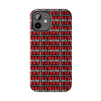 Phone Case — "Hustle Always Wins" Red Pattern Tough Protective Case