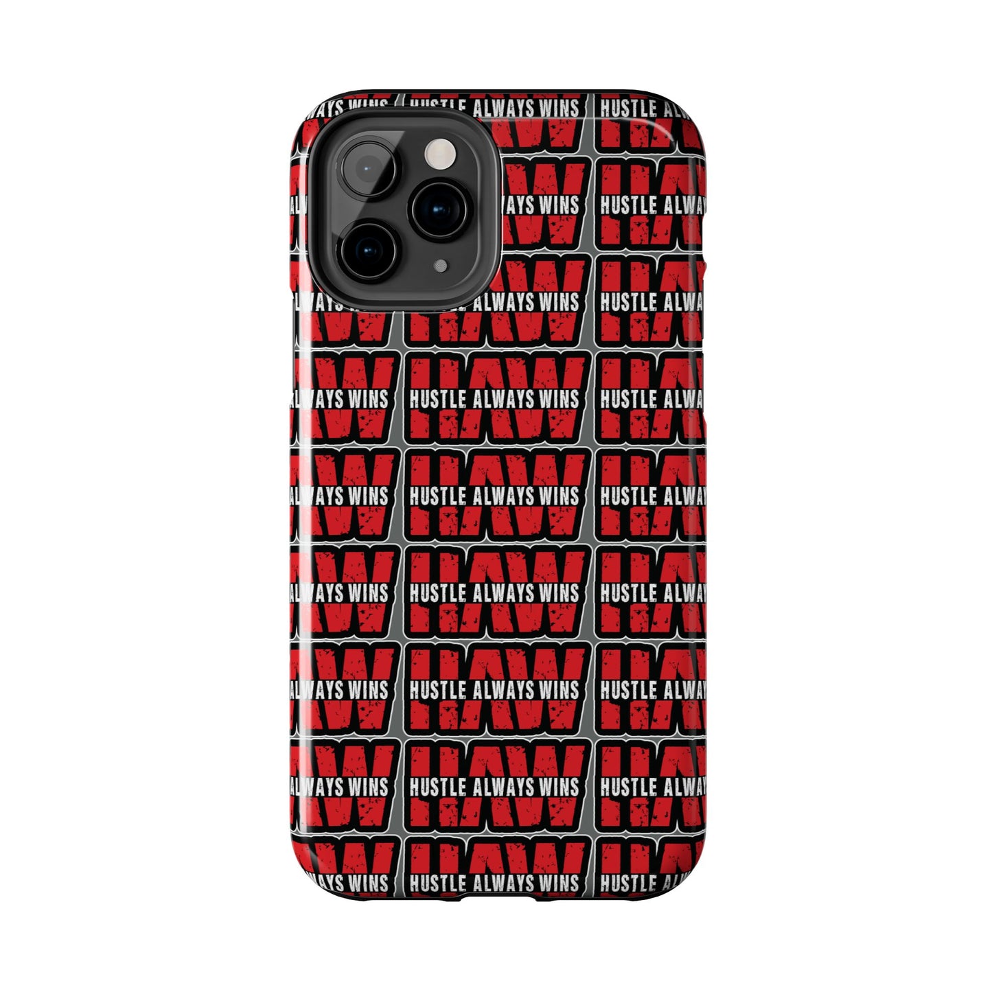 Phone Case — "Hustle Always Wins" Red Pattern Tough Protective Case