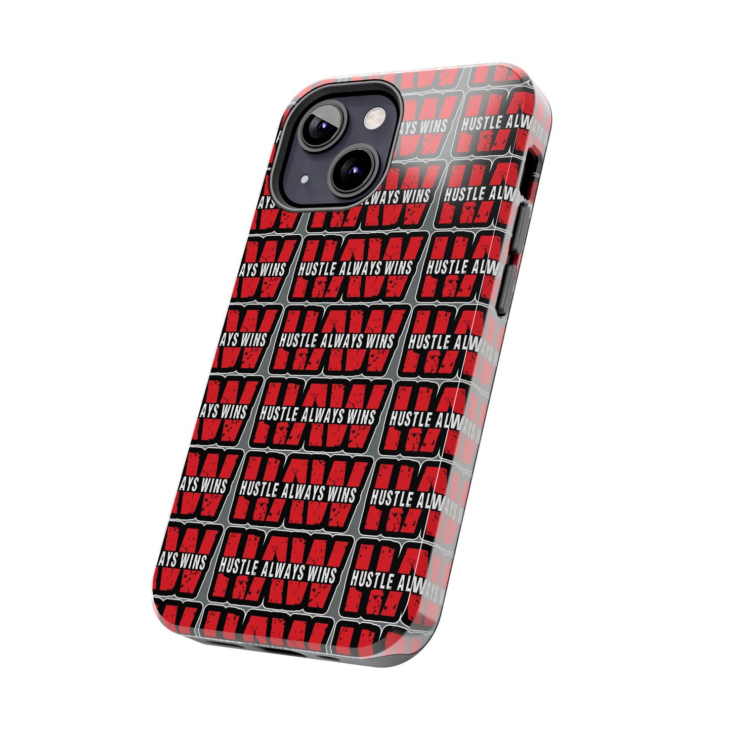 Phone Case — "Hustle Always Wins" Red Pattern Tough Protective Case