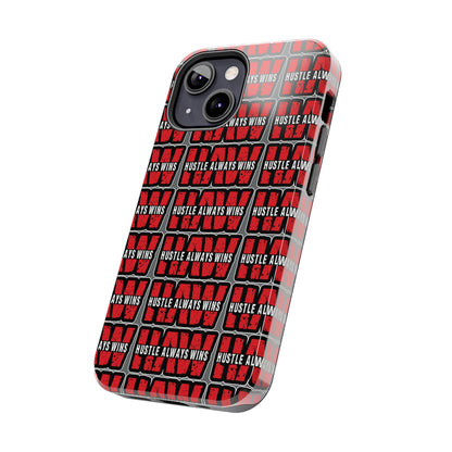 Phone Case — "Hustle Always Wins" Red Pattern Tough Protective Case