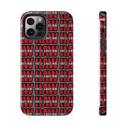 Phone Case — "Hustle Always Wins" Red Pattern Tough Protective Case