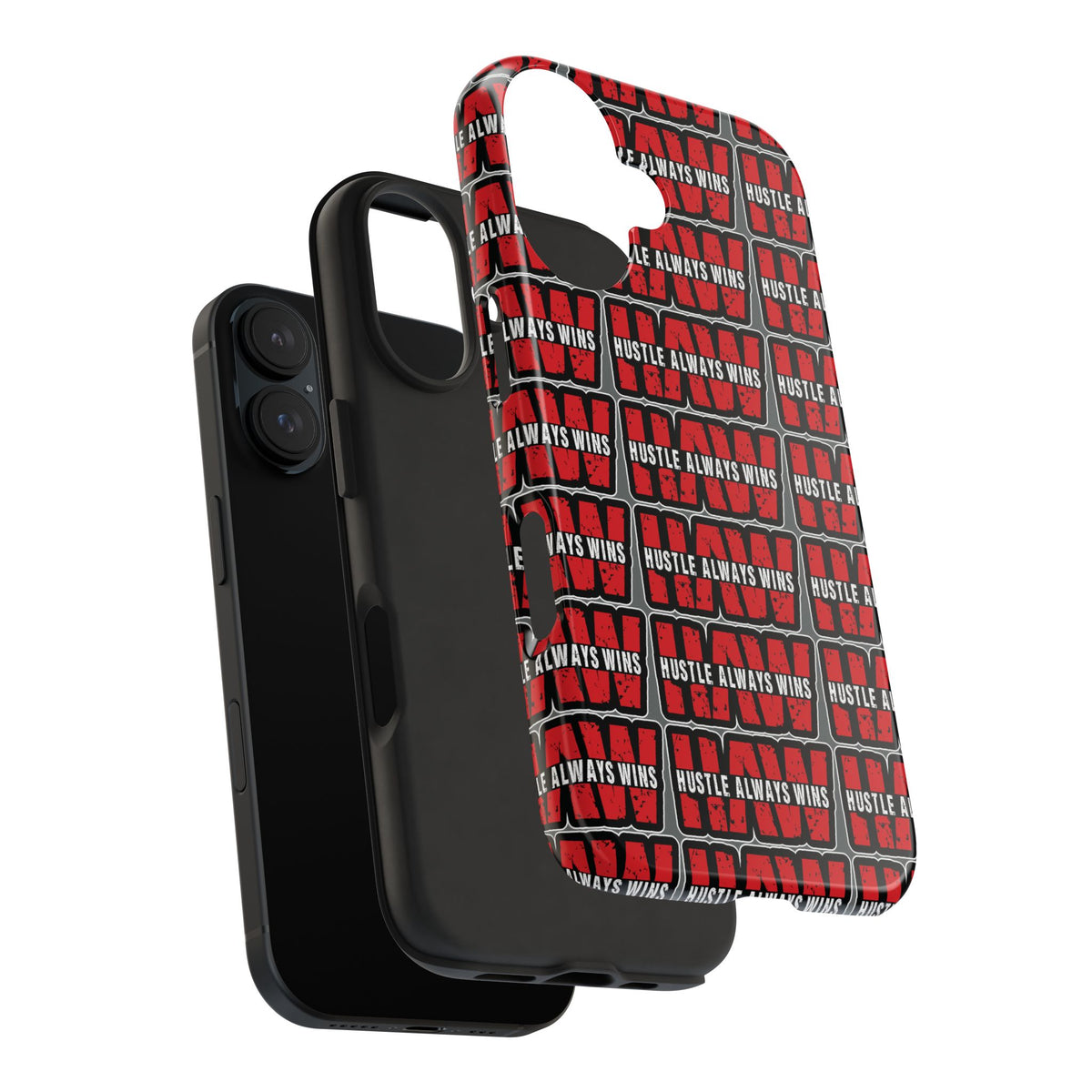 Phone Case — "Hustle Always Wins" Red Pattern Tough Protective Case