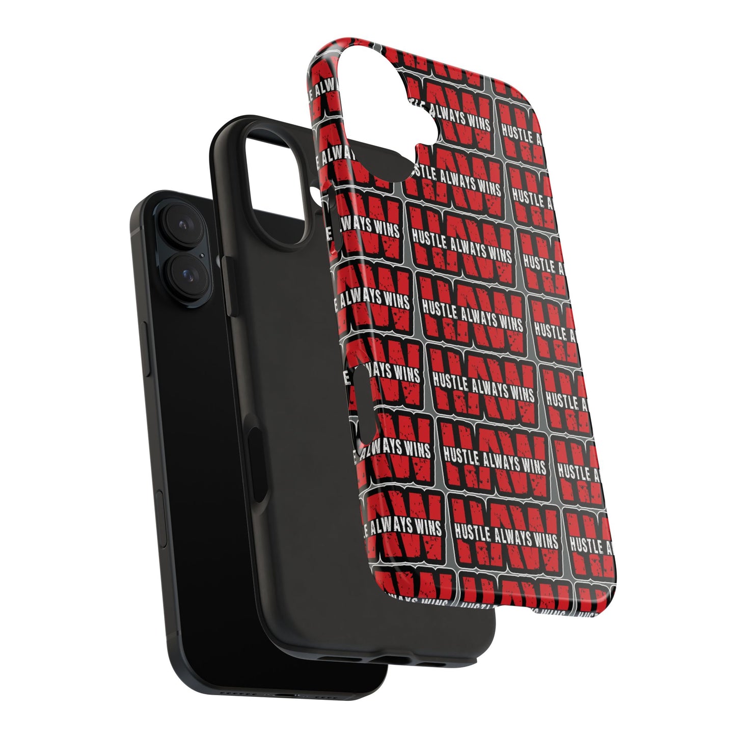Phone Case — "Hustle Always Wins" Red Pattern Tough Protective Case