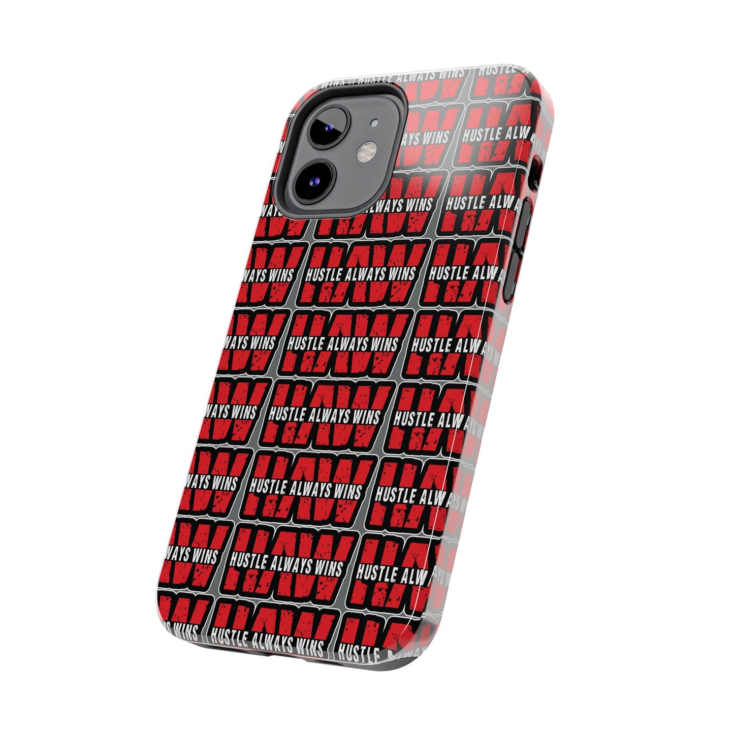 Phone Case — "Hustle Always Wins" Red Pattern Tough Protective Case
