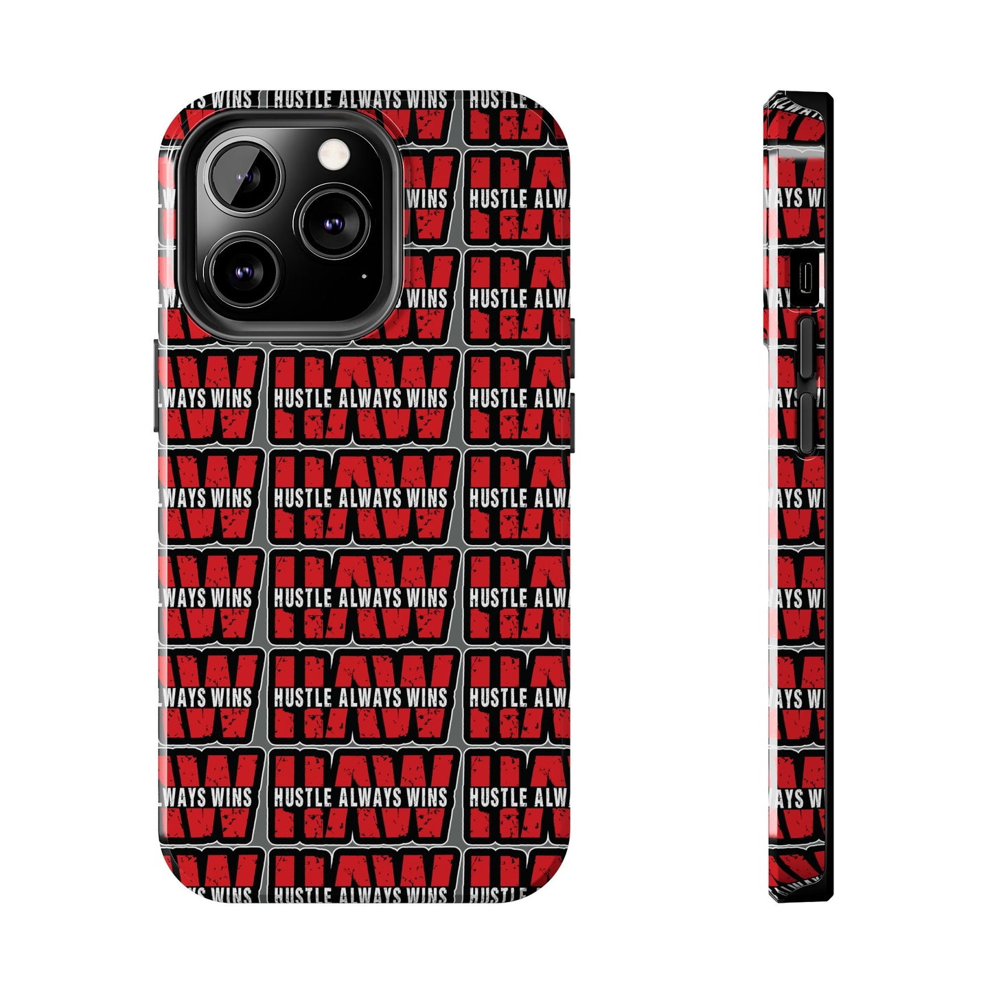 Phone Case — "Hustle Always Wins" Red Pattern Tough Protective Case