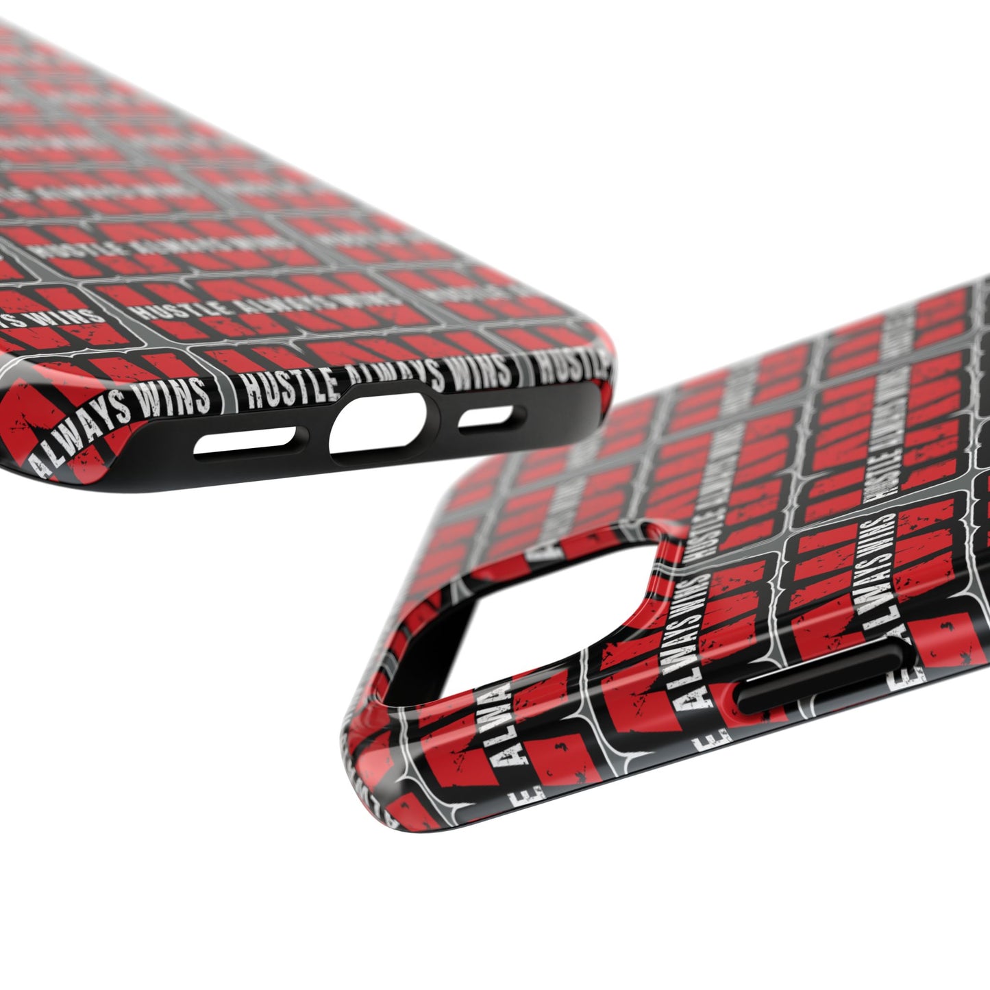 Phone Case — "Hustle Always Wins" Red Pattern Tough Protective Case