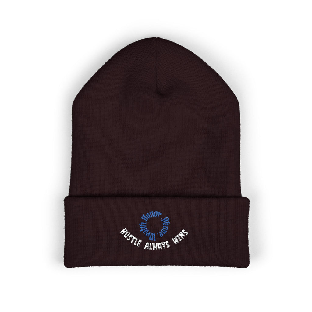 Classic Beanie — Embroidered "Hustle Always Wins"