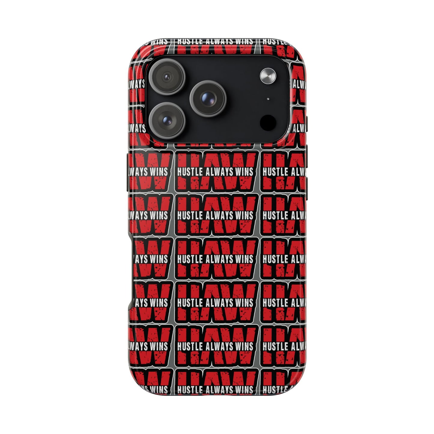 Phone Case — "Hustle Always Wins" Red Pattern Tough Protective Case