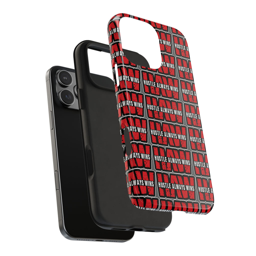 Phone Case — "Hustle Always Wins" Red Pattern Tough Protective Case