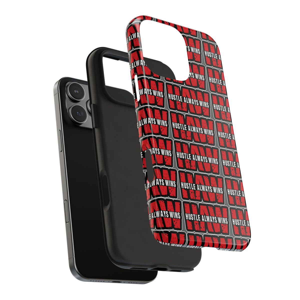 Phone Case — "Hustle Always Wins" Red Pattern Tough Protective Case