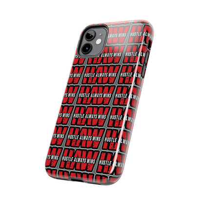 Phone Case — "Hustle Always Wins" Red Pattern Tough Protective Case