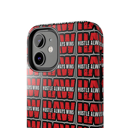 Phone Case — "Hustle Always Wins" Red Pattern Tough Protective Case