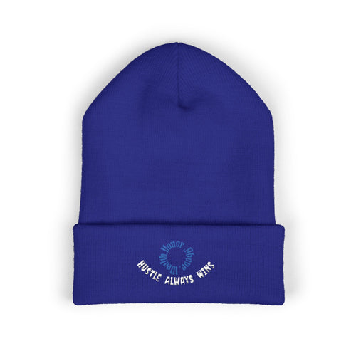 Classic Beanie — Embroidered "Hustle Always Wins"