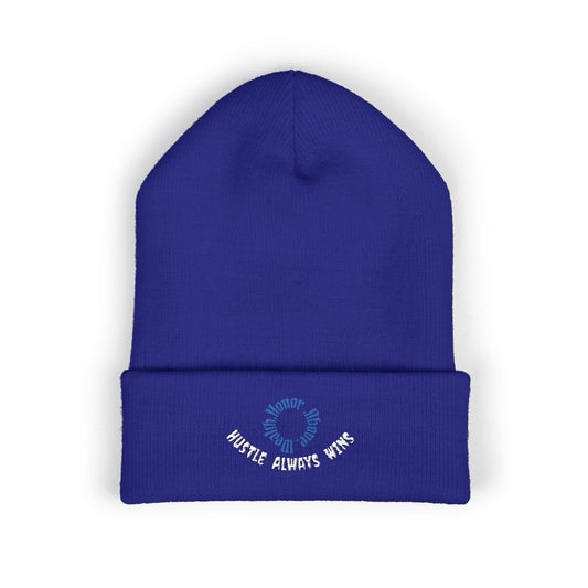 Classic Beanie — Embroidered "Hustle Always Wins"