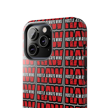 Phone Case — "Hustle Always Wins" Red Pattern Tough Protective Case