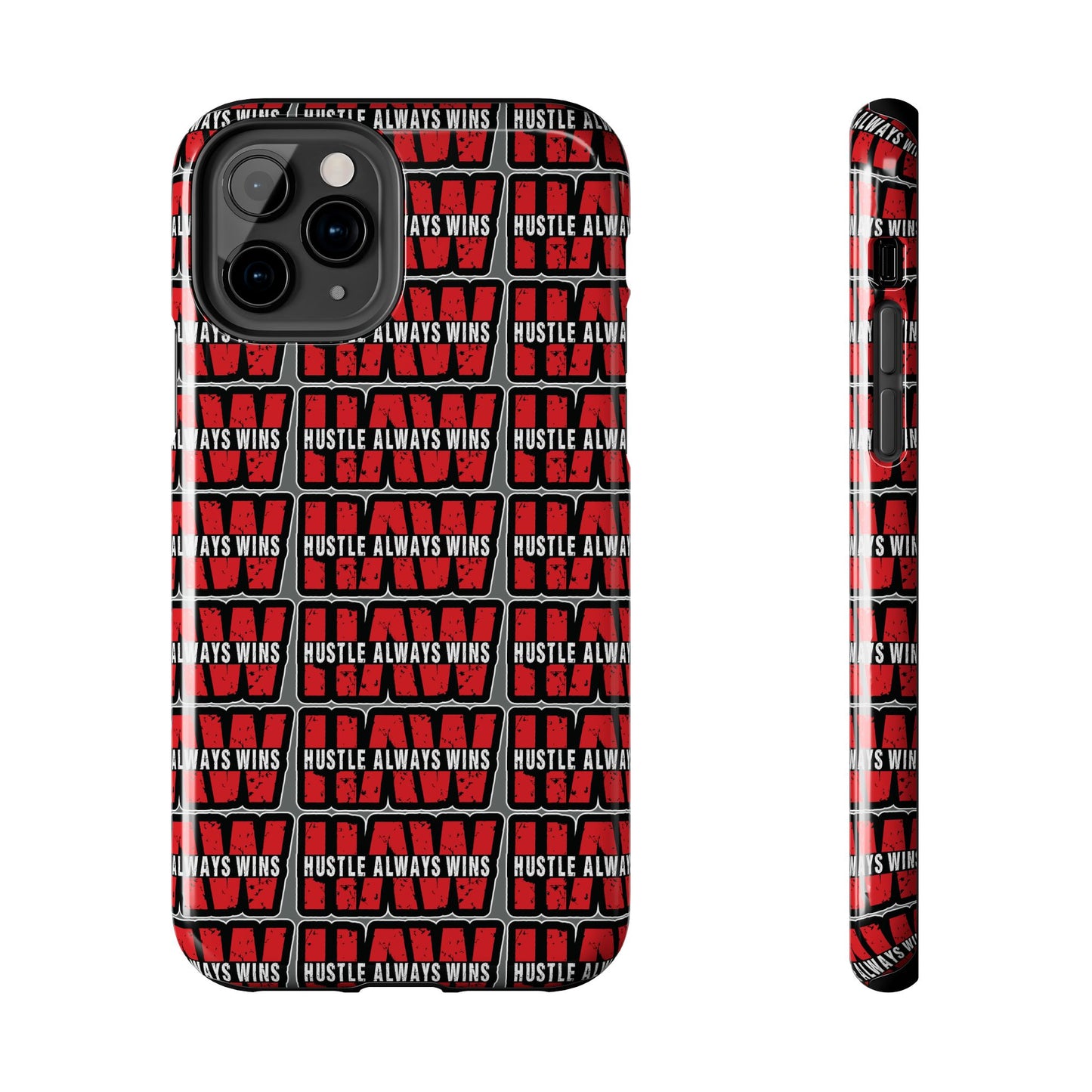 Phone Case — "Hustle Always Wins" Red Pattern Tough Protective Case