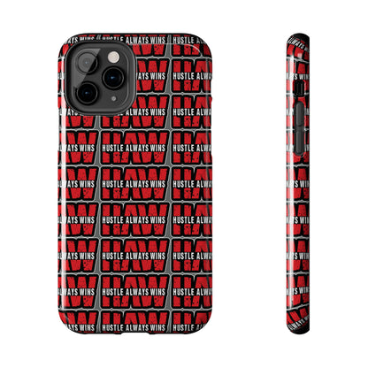 Phone Case — "Hustle Always Wins" Red Pattern Tough Protective Case