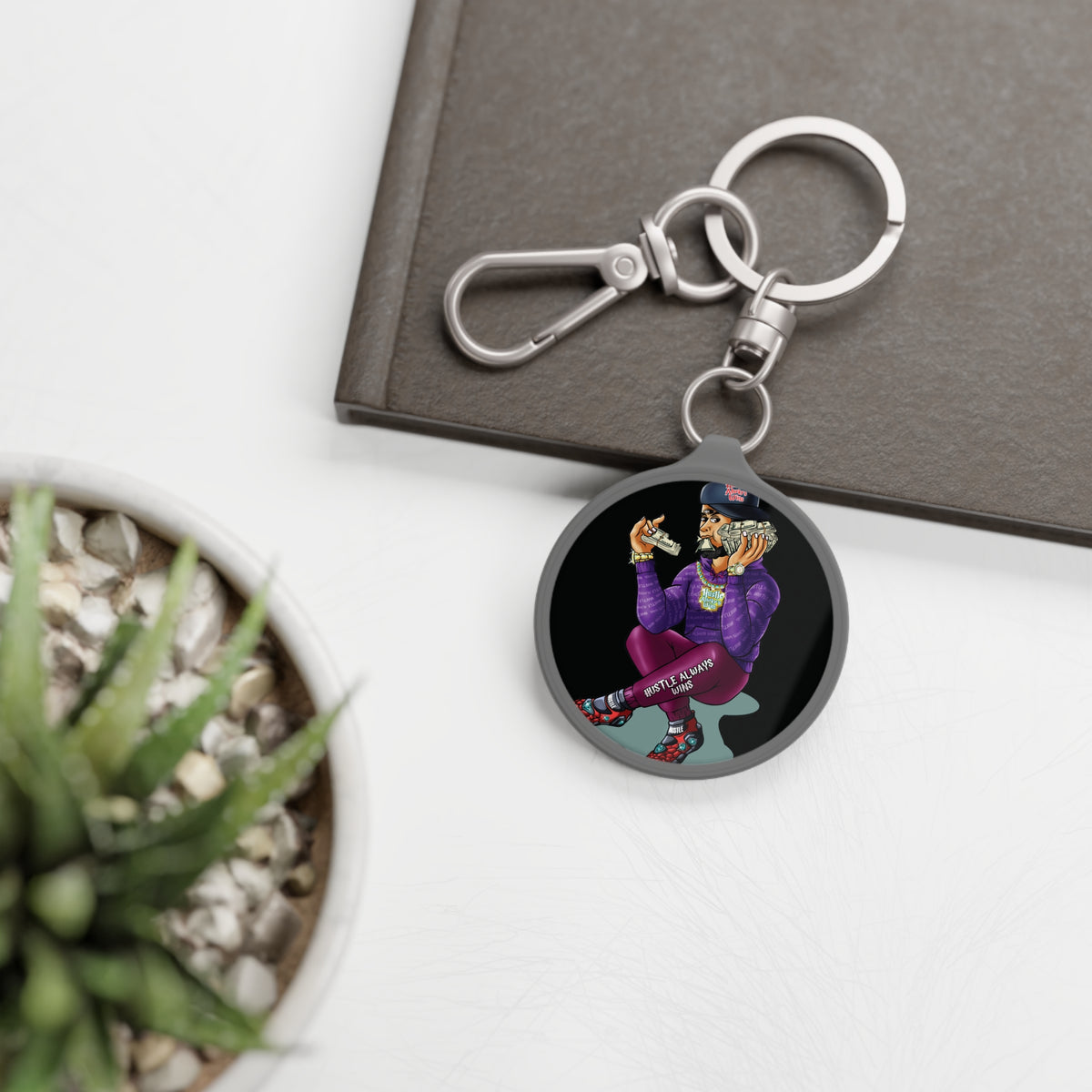 Hustle Always Wins Keyring Tag