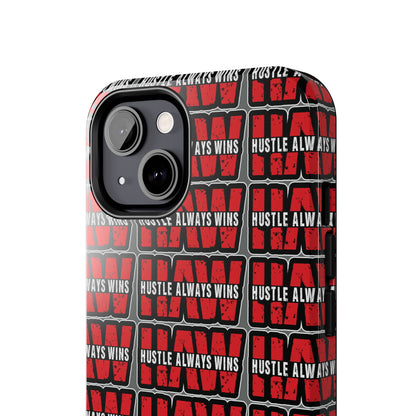 Phone Case — "Hustle Always Wins" Red Pattern Tough Protective Case