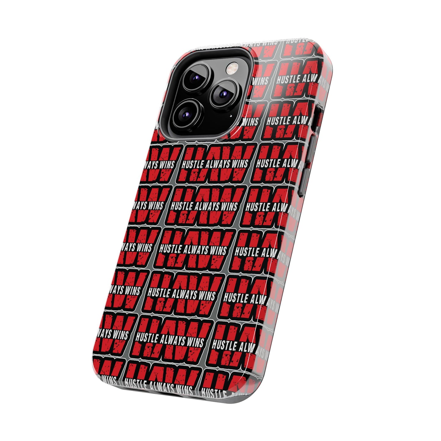 Phone Case — "Hustle Always Wins" Red Pattern Tough Protective Case
