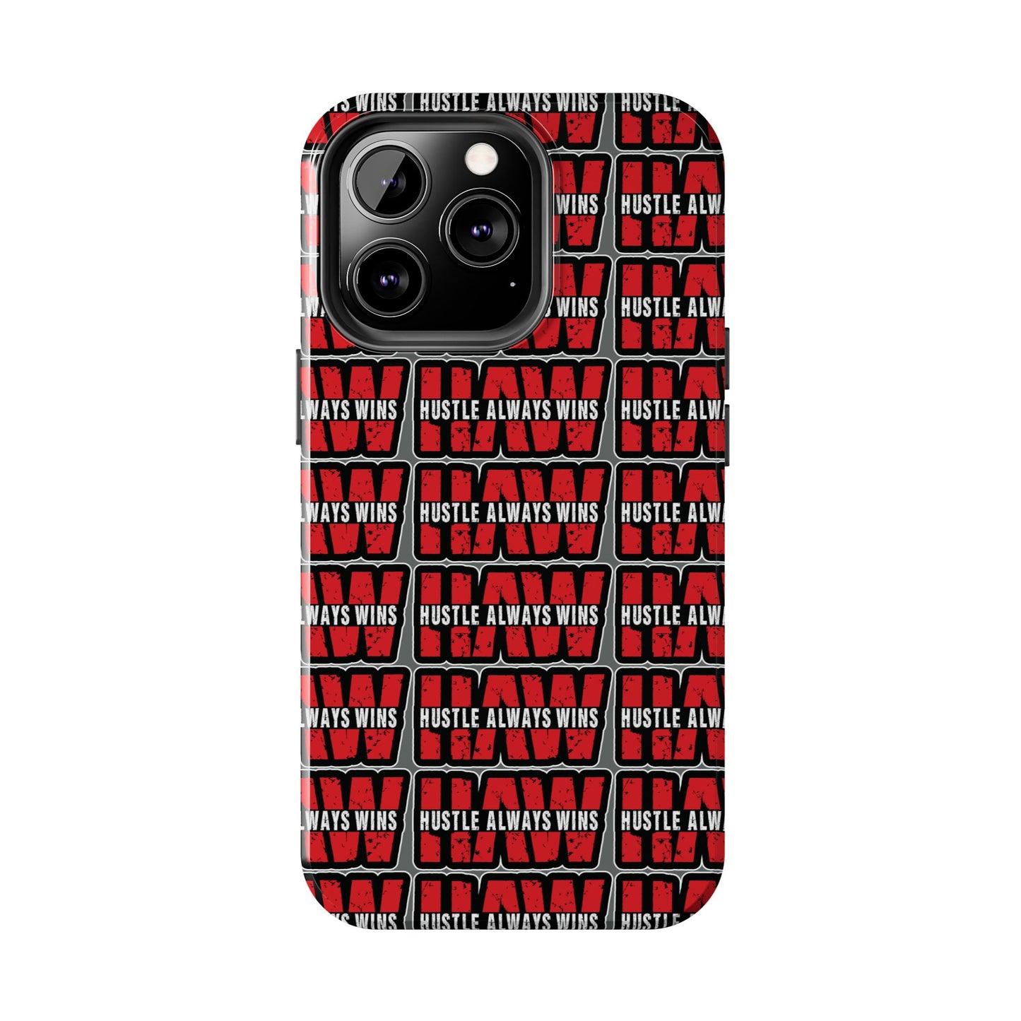 Phone Case — "Hustle Always Wins" Red Pattern Tough Protective Case