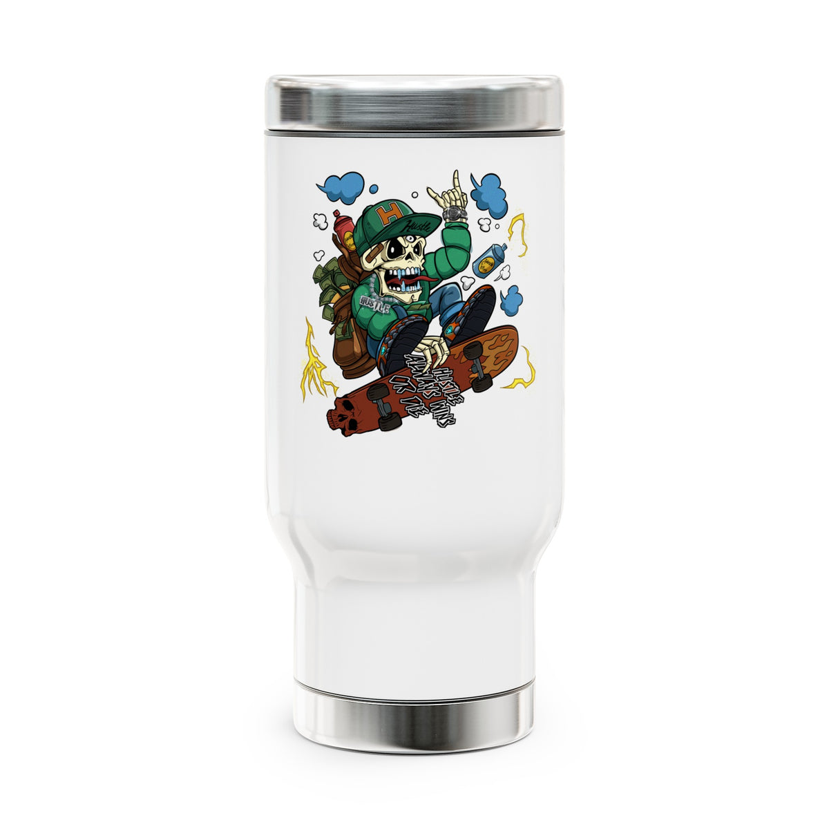 H.A.W Stainless Steel Travel Mug with Handle, 14oz