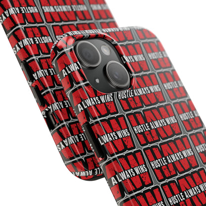 Phone Case — "Hustle Always Wins" Red Pattern Tough Protective Case