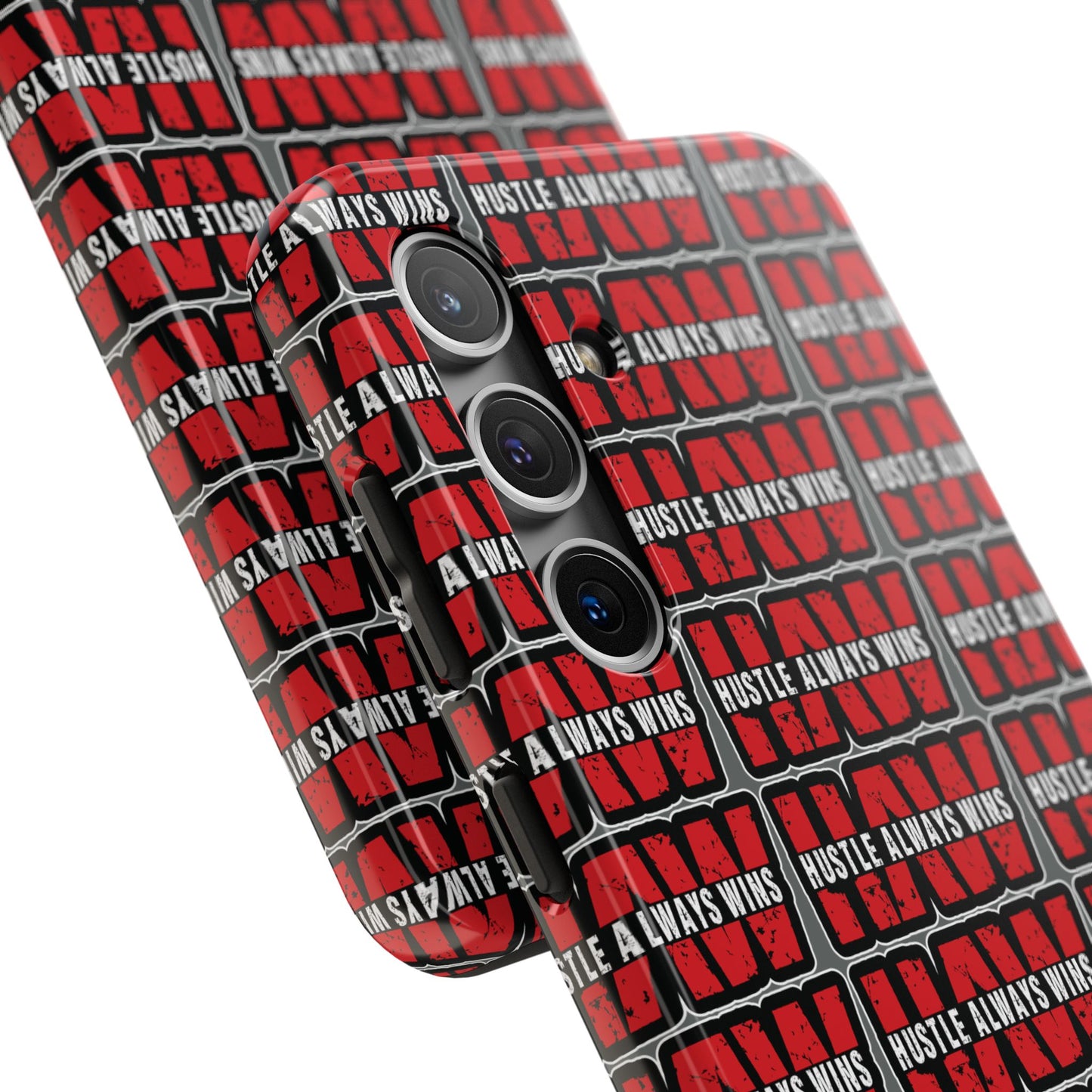 Phone Case — "Hustle Always Wins" Red Pattern Tough Protective Case