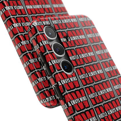 Phone Case — "Hustle Always Wins" Red Pattern Tough Protective Case
