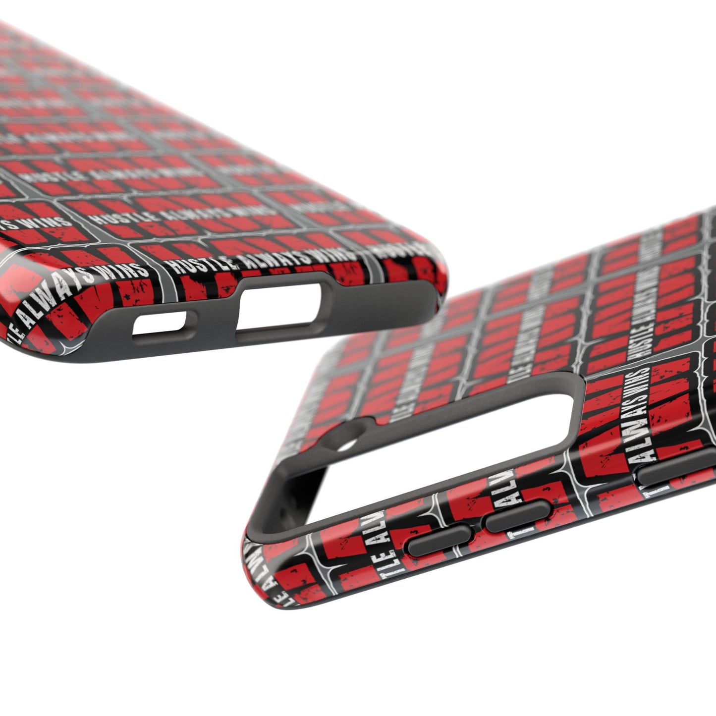 Phone Case — "Hustle Always Wins" Red Pattern Tough Protective Case