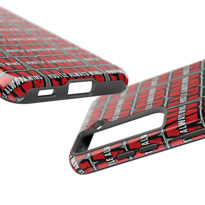 Phone Case — "Hustle Always Wins" Red Pattern Tough Protective Case