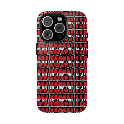Phone Case — "Hustle Always Wins" Red Pattern Tough Protective Case