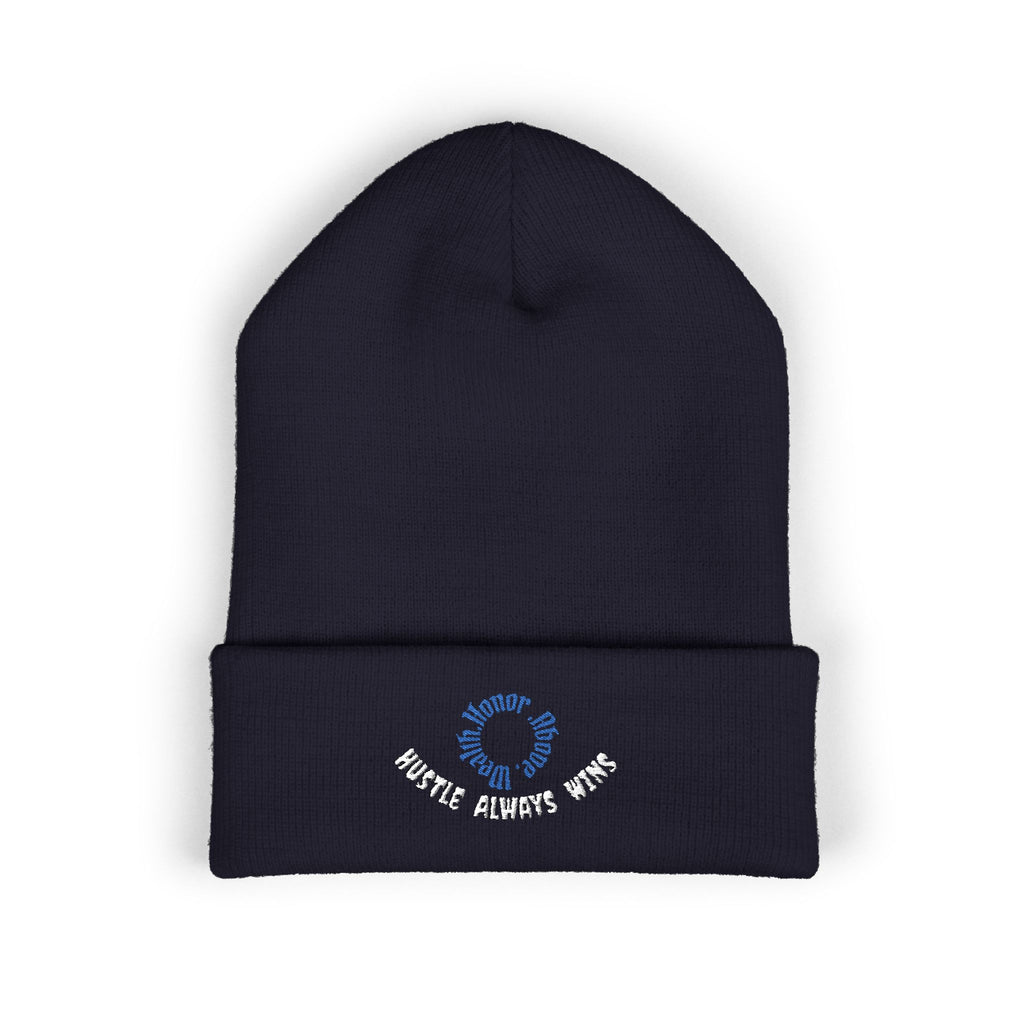Classic Beanie — Embroidered "Hustle Always Wins"