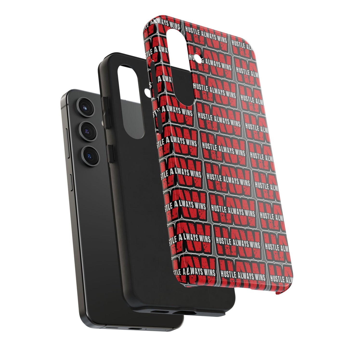 Phone Case — "Hustle Always Wins" Red Pattern Tough Protective Case
