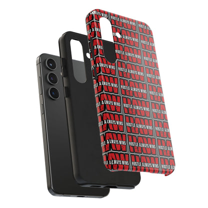 Phone Case — "Hustle Always Wins" Red Pattern Tough Protective Case
