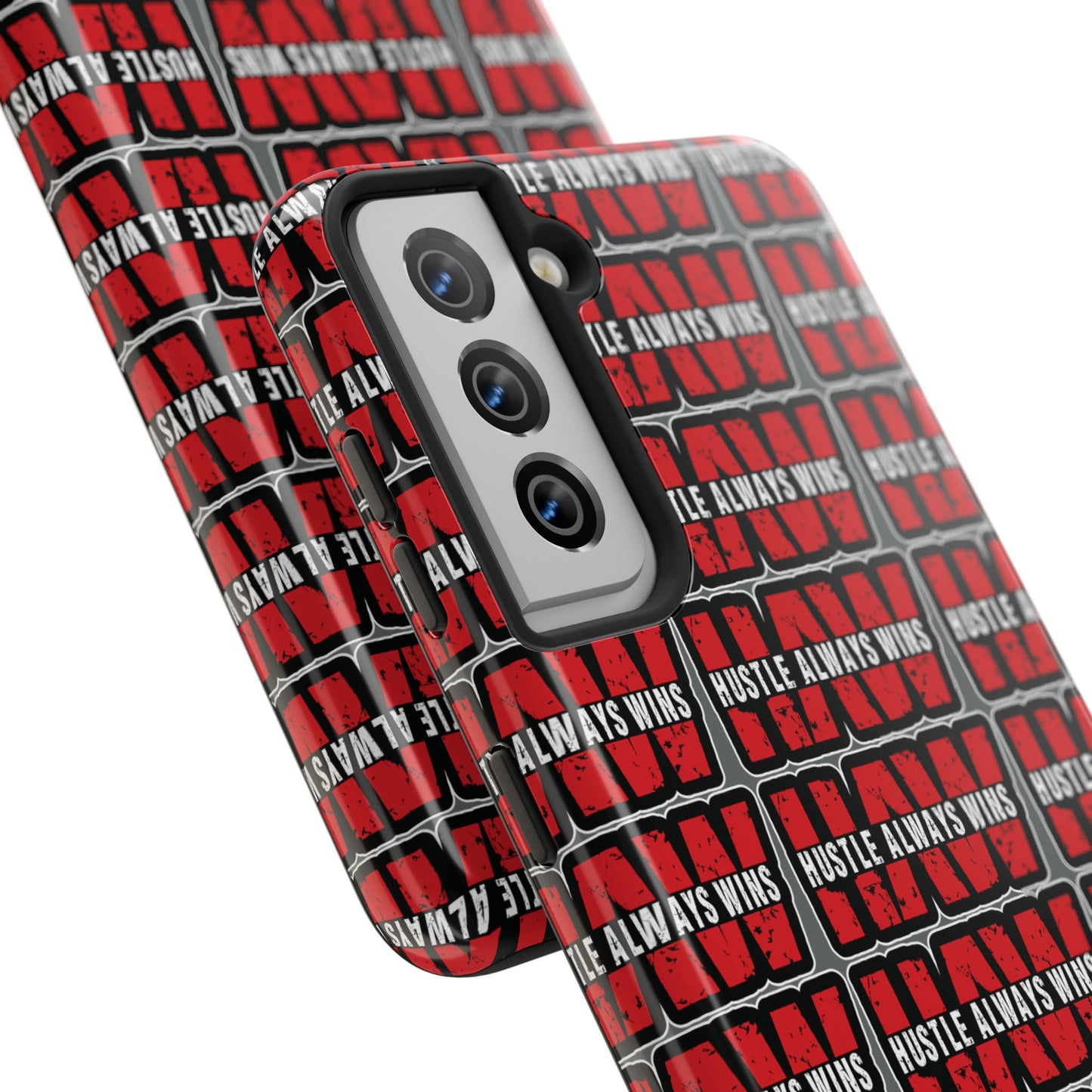 Phone Case — "Hustle Always Wins" Red Pattern Tough Protective Case