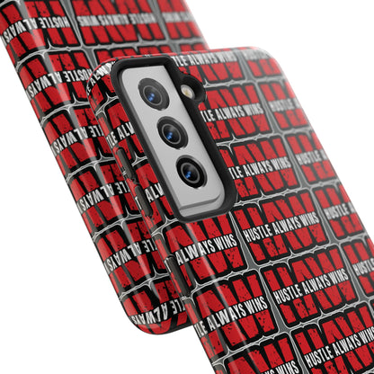 Phone Case — "Hustle Always Wins" Red Pattern Tough Protective Case