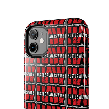 Phone Case — "Hustle Always Wins" Red Pattern Tough Protective Case