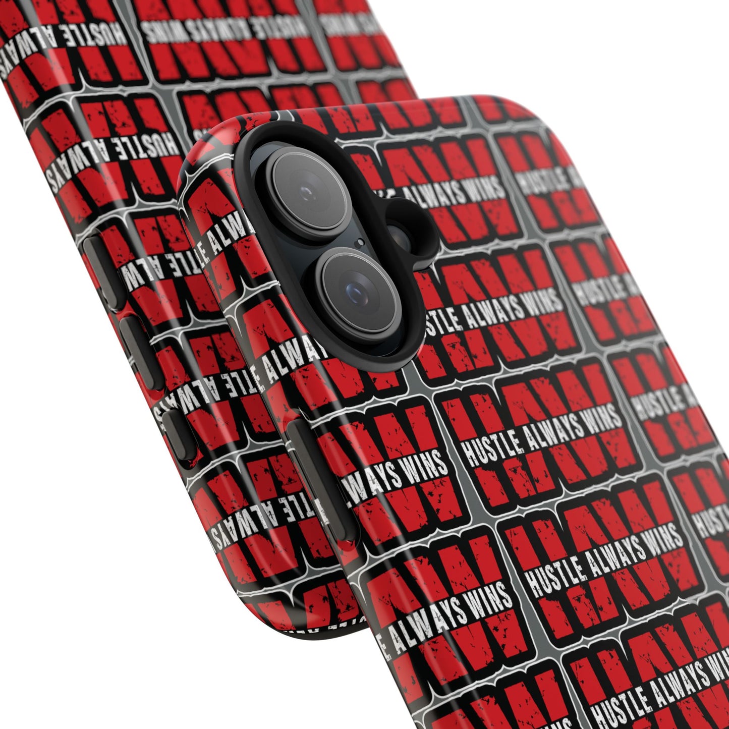 Phone Case — "Hustle Always Wins" Red Pattern Tough Protective Case