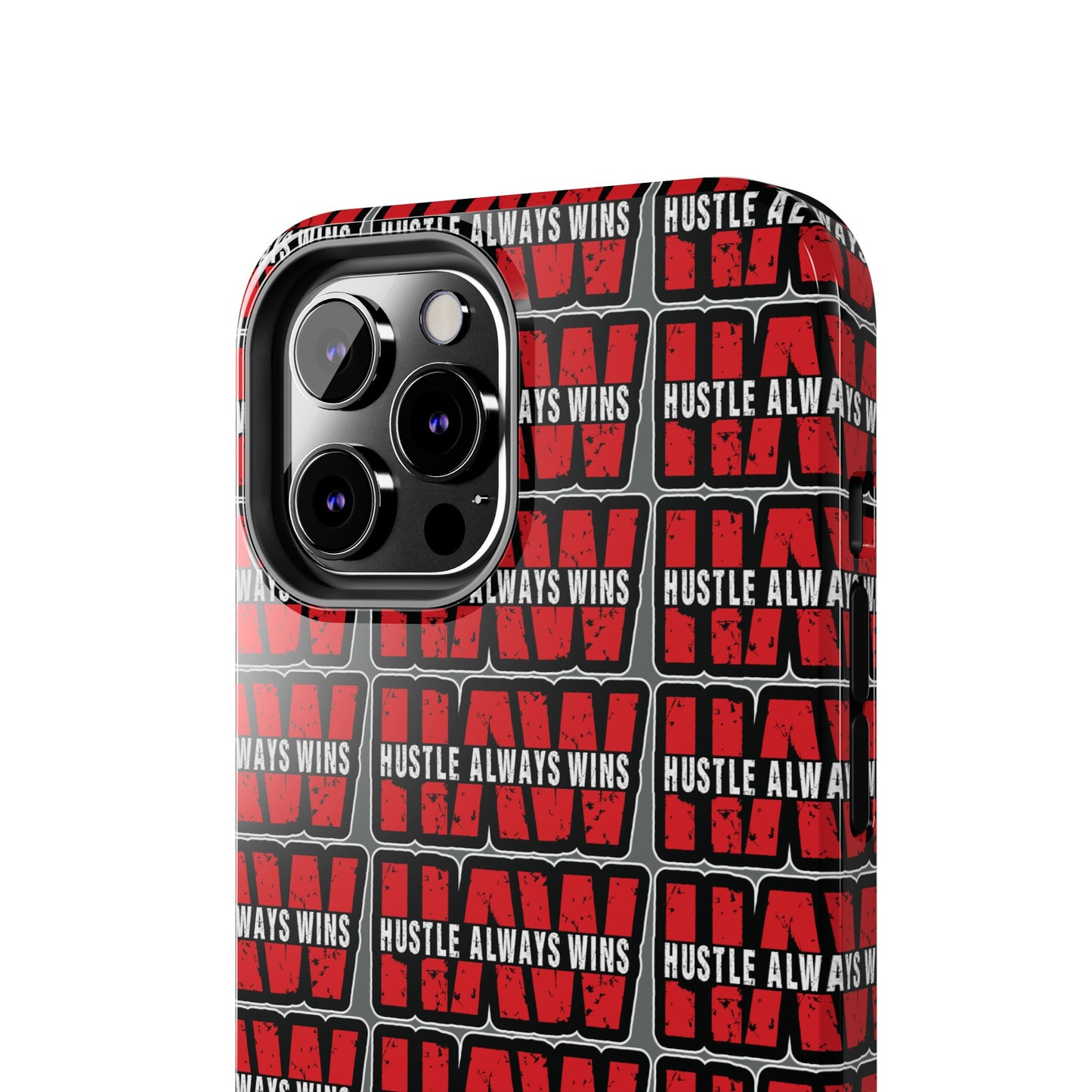 Phone Case — "Hustle Always Wins" Red Pattern Tough Protective Case