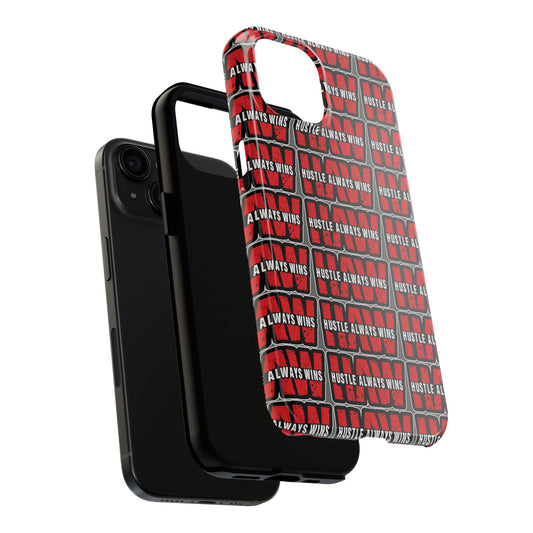 Phone Case — "Hustle Always Wins" Red Pattern Tough Protective Case