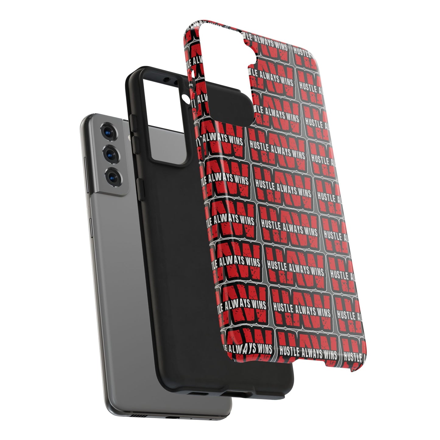 Phone Case — "Hustle Always Wins" Red Pattern Tough Protective Case