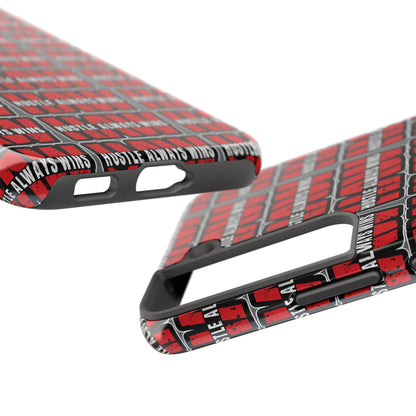 Phone Case — "Hustle Always Wins" Red Pattern Tough Protective Case