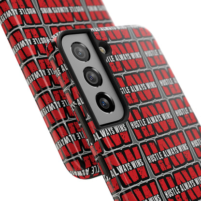 Phone Case — "Hustle Always Wins" Red Pattern Tough Protective Case