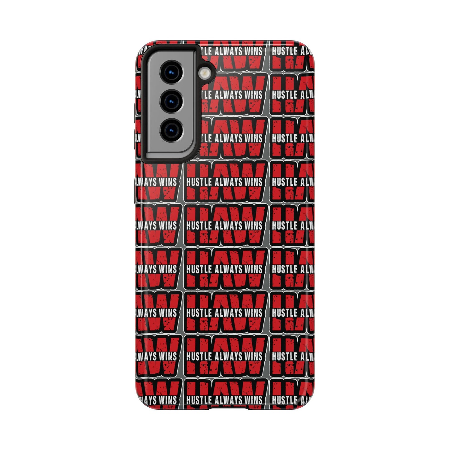 Phone Case — "Hustle Always Wins" Red Pattern Tough Protective Case