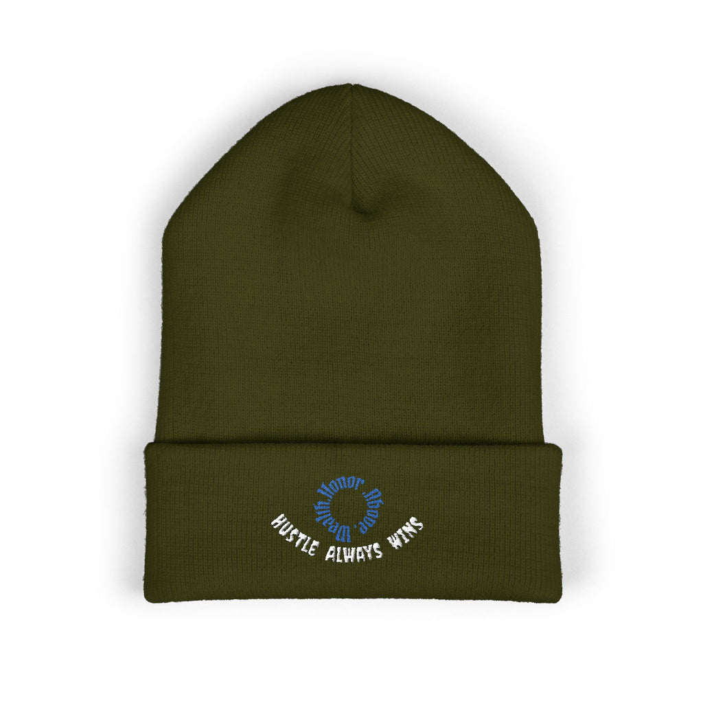 Classic Beanie — Embroidered "Hustle Always Wins"