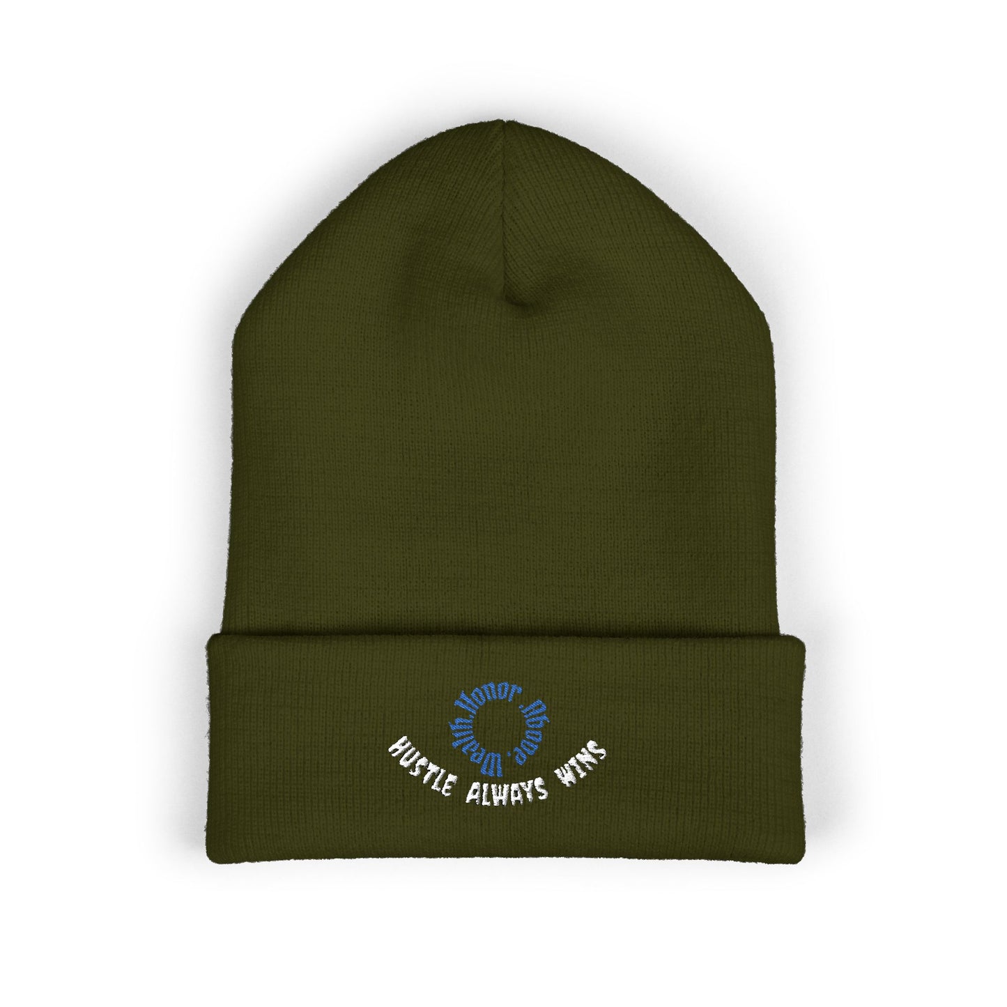 Classic Beanie — Embroidered "Hustle Always Wins"
