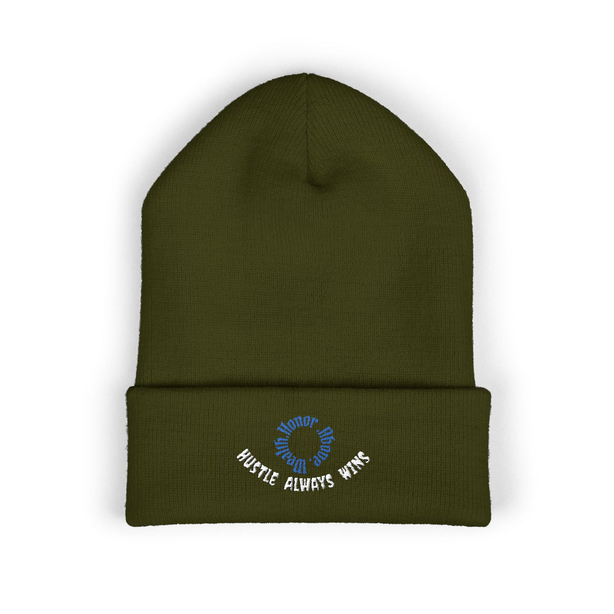 Classic Beanie — Embroidered "Hustle Always Wins"